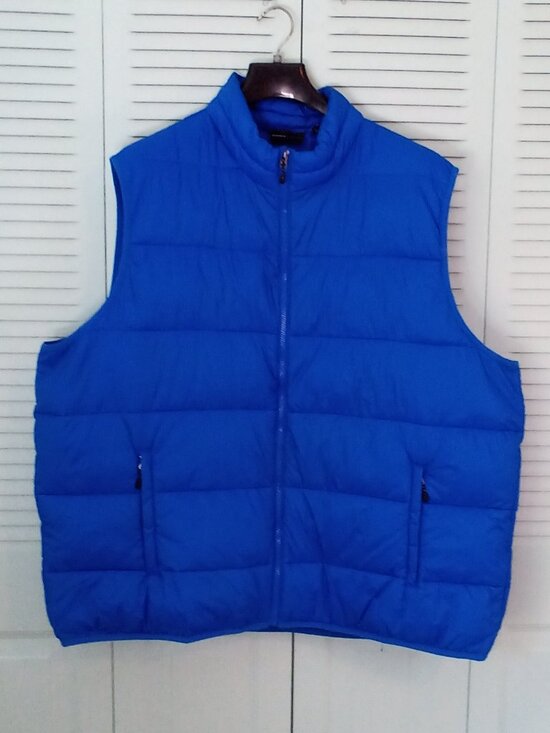 SWISSTECH + 3XL 54-56 PUFFER FULL ZIP VEST ZIP POCKETS MOCK TURTLE NECK ROYAL BL - Picture 1 of 6
